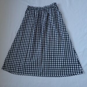 J Crew Classic Navy Blue & White Midi Skirt With Pockets 100% Cotton